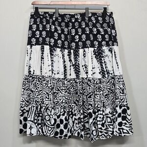 Womens Broomstick Peasant Maxi Skirt Plus Size 2X Patchwork Floral Tiered Boho